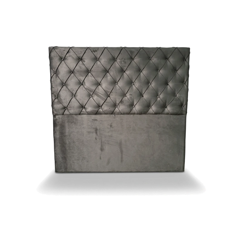 CAMA EUROPEA CON RESPALDO CAPITONE NISETH TELA FELPA COLOR CAFE  2 PLAZAS COLCHON 21 CM - 1