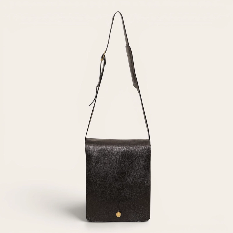 BANDOLERA BOLSO DE CUERO UNISEX LAUTARO OLKI - NEGRO FLOATED - 3