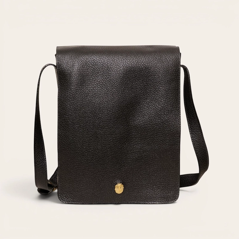 BANDOLERA BOLSO DE CUERO UNISEX LAUTARO OLKI - NEGRO FLOATED - 4