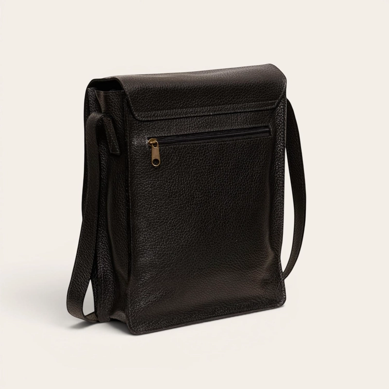 BANDOLERA BOLSO DE CUERO UNISEX LAUTARO OLKI - NEGRO FLOATED - 5