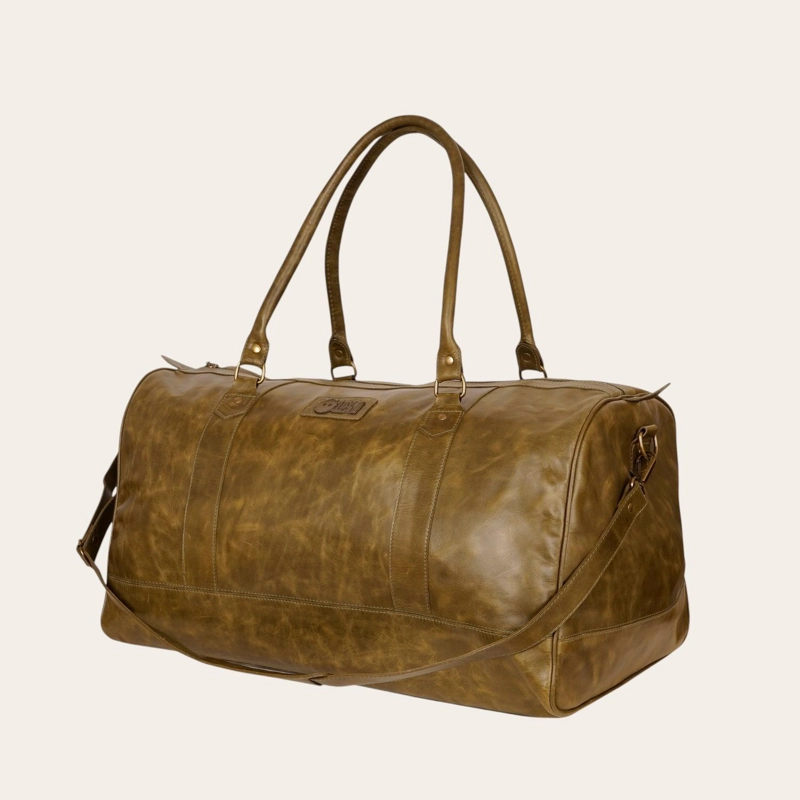 BOLSO DE VIAJE EN CUERO NATURAL FUTALEUFU OLKI - VERDE - 1