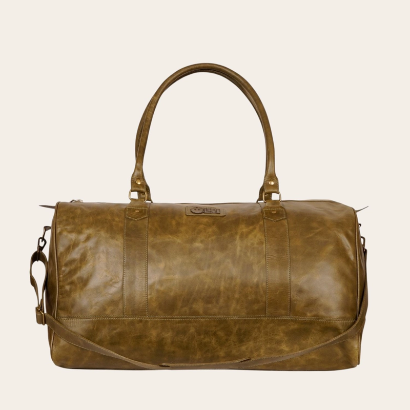 BOLSO DE VIAJE EN CUERO NATURAL FUTALEUFU OLKI - VERDE - 3