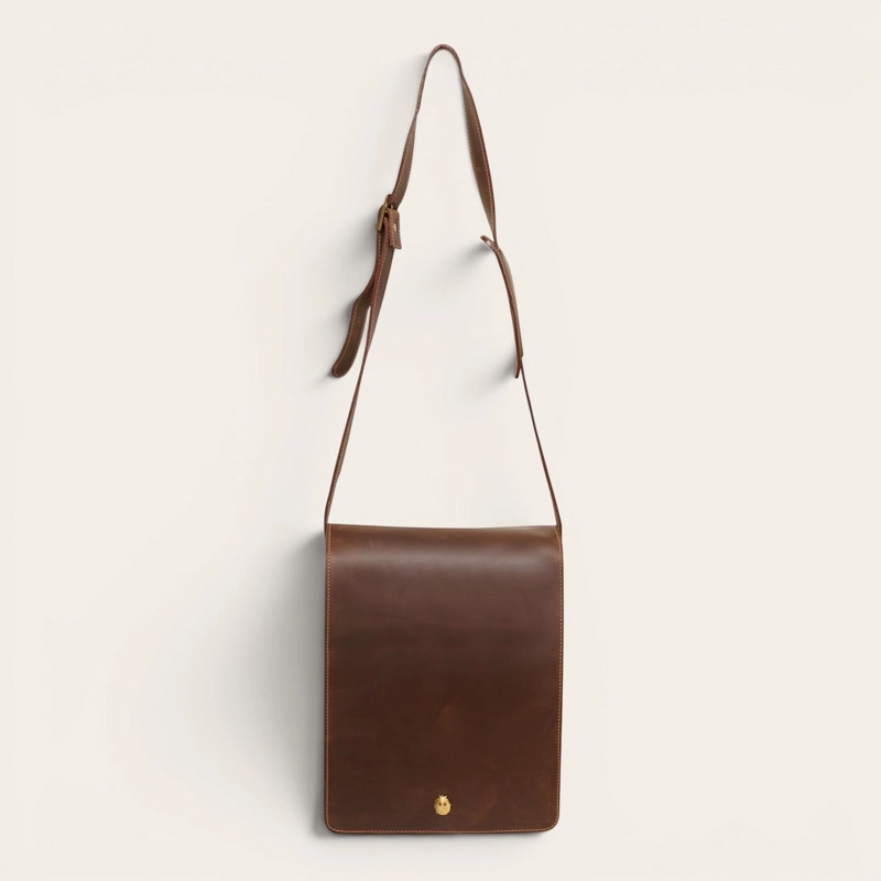 BANDOLERA BOLSO DE CUERO UNISEX LAUTARO OLKI - CAFE  OSCURO - 3