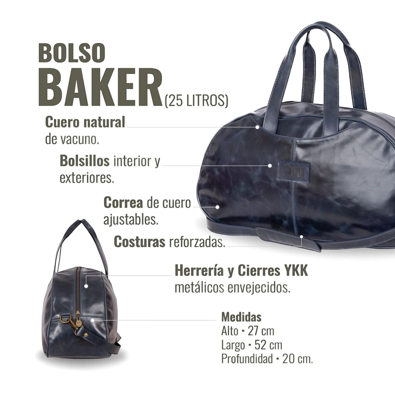 BOLSO GENUINO DE CUERO DEPORTIVO BAKER OLKI - AZUL - 5