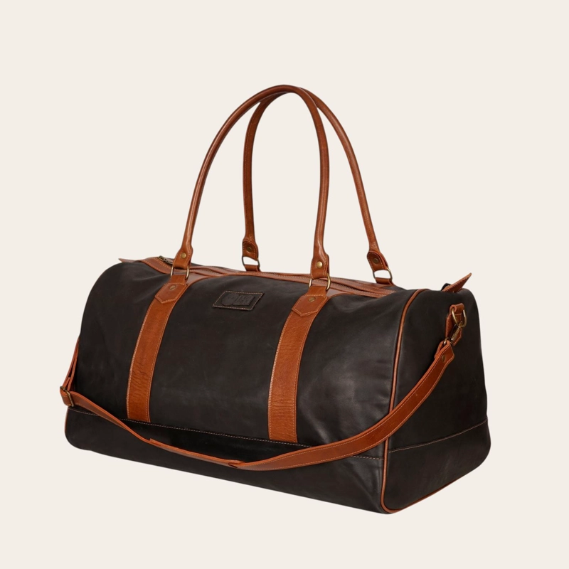 BOLSO DE VIAJE EN CUERO NATURAL FUTALEUFU OLKI - NEGRO APLICACION - 1