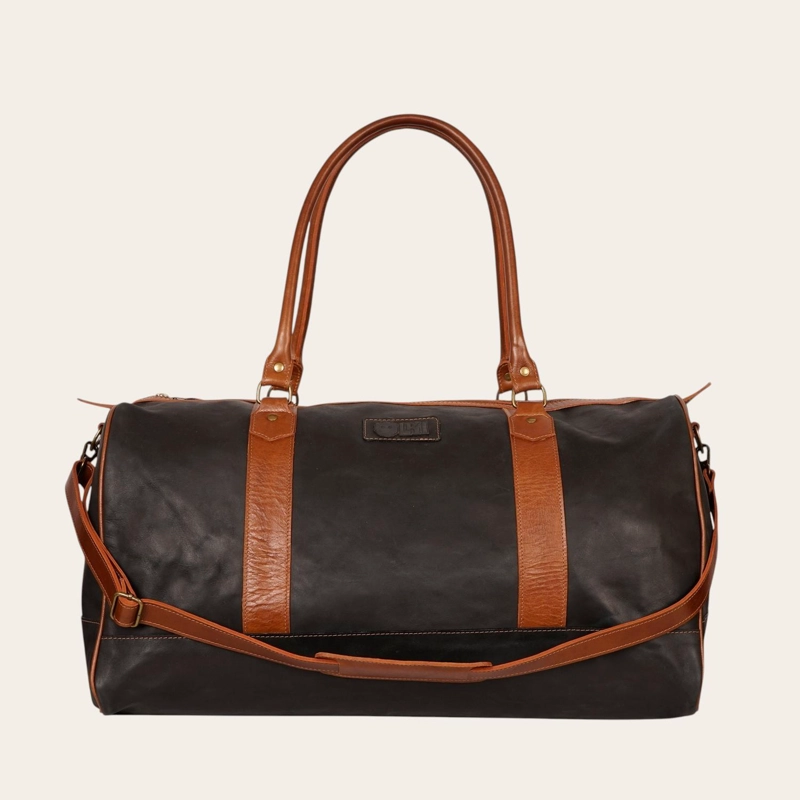 BOLSO DE VIAJE EN CUERO NATURAL FUTALEUFU OLKI - NEGRO APLICACION - 3