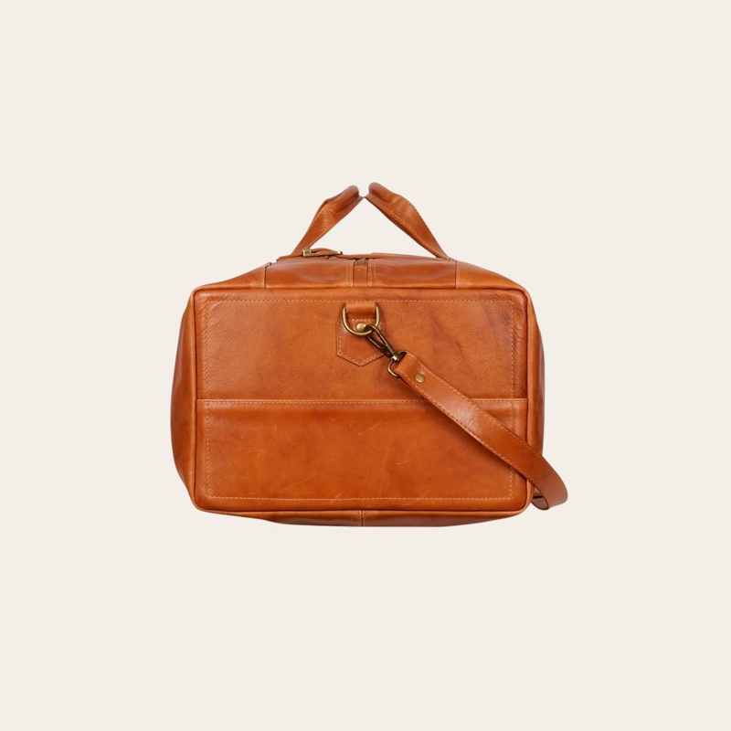 BOLSO DE VIAJE VERTICAL CUERO NATURAL YELCHO OLKI - CURRY - 4