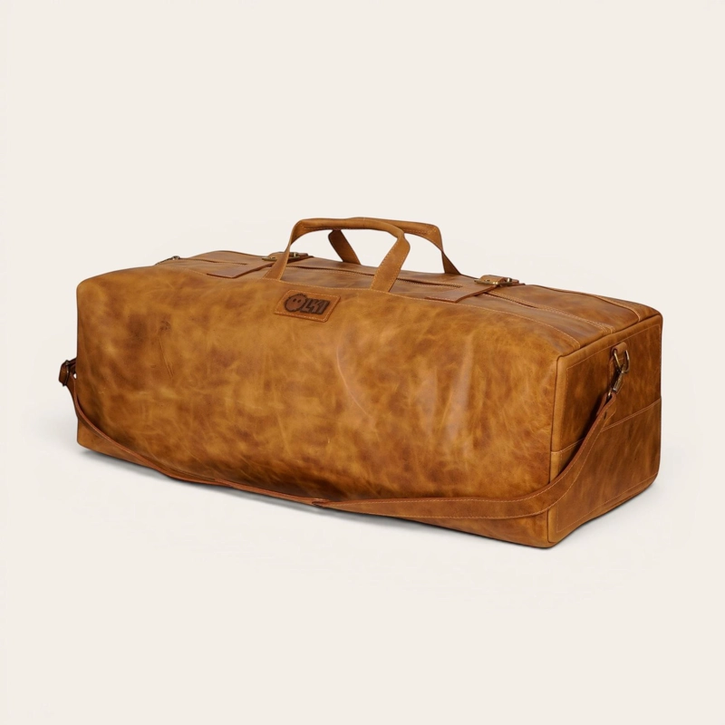 BOLSO DE VIAJE VERTICAL CUERO NATURAL YELCHO OLKI - CAFE - 1