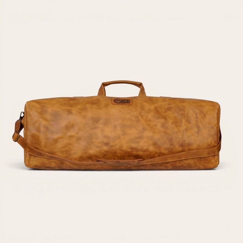 BOLSO DE VIAJE VERTICAL CUERO NATURAL YELCHO OLKI - CAFE - 3