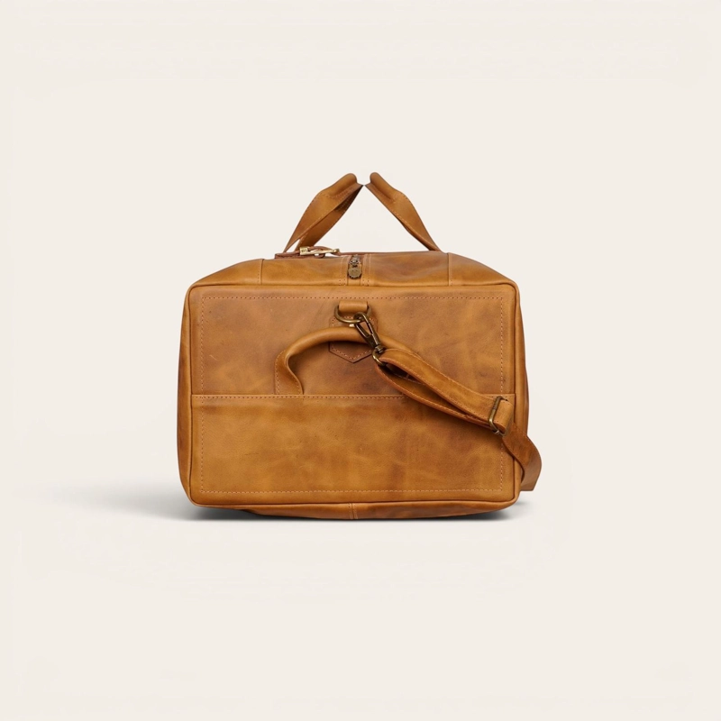 BOLSO DE VIAJE VERTICAL CUERO NATURAL YELCHO OLKI - CAFE - 4