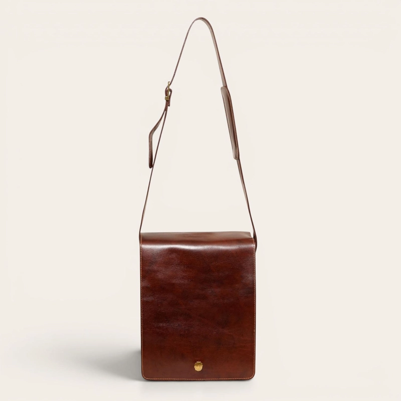BANDOLERA BOLSO DE CUERO UNISEX LAUTARO OLKI - CASTAÑO - 3