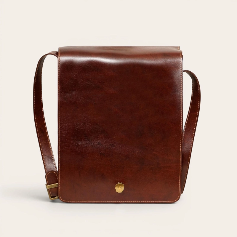 BANDOLERA BOLSO DE CUERO UNISEX LAUTARO OLKI - CASTAÑO - 4