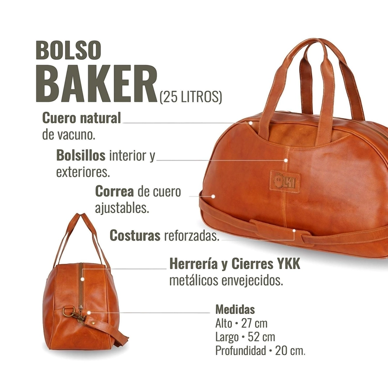 BOLSO GENUINO DE CUERO DEPORTIVO BAKER OLKI - CURRY - 5