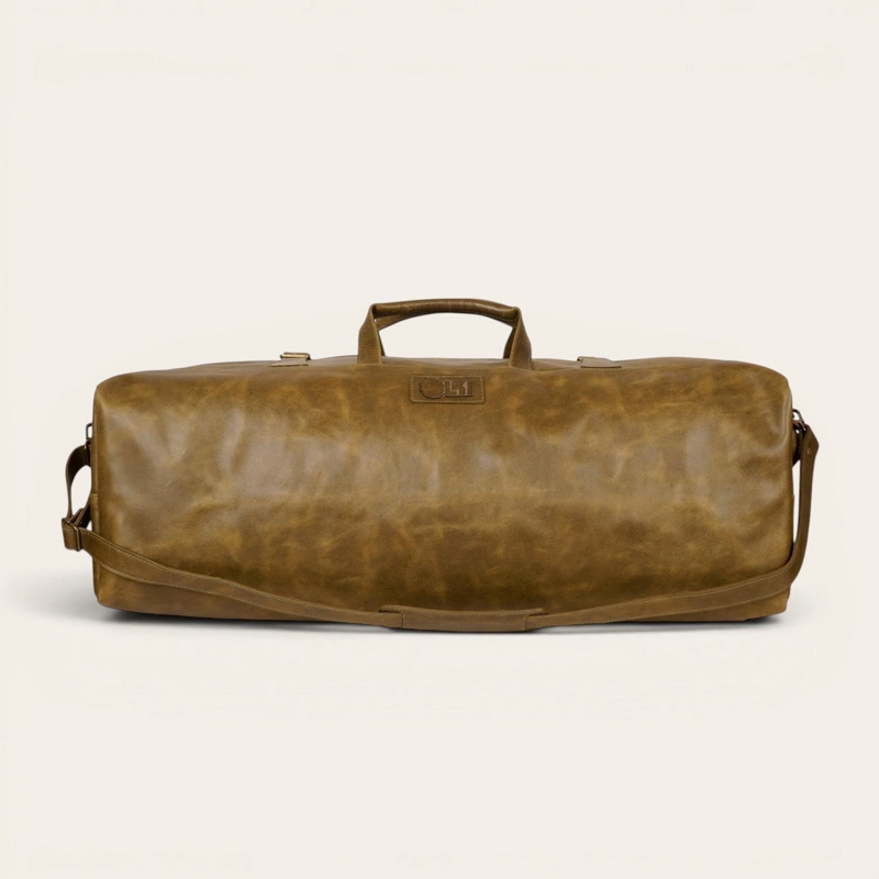 BOLSO DE VIAJE VERTICAL CUERO NATURAL YELCHO OLKI - VERDE - 3