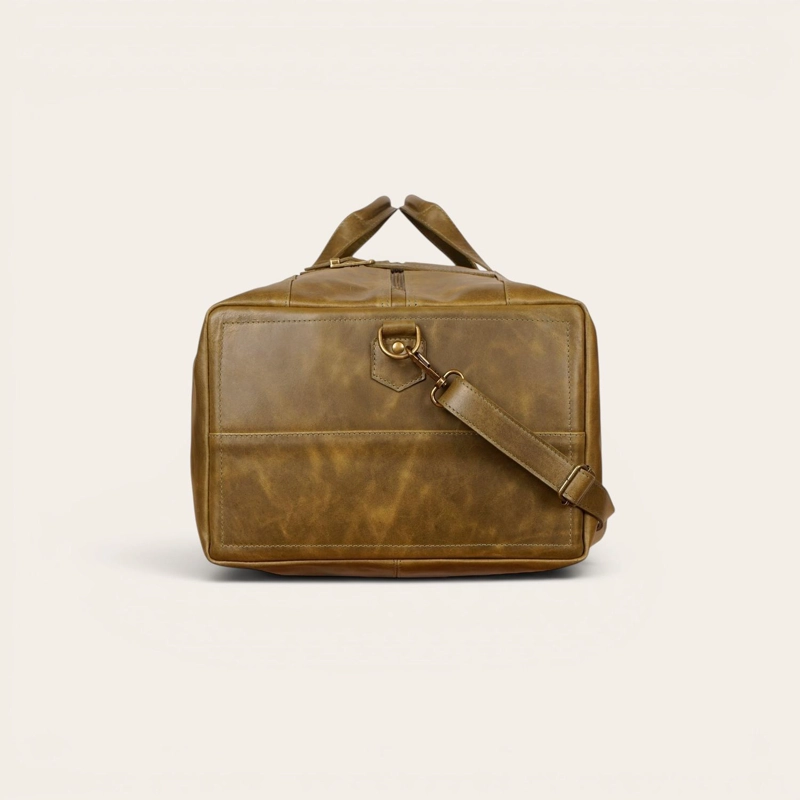 BOLSO DE VIAJE VERTICAL CUERO NATURAL YELCHO OLKI - VERDE - 4