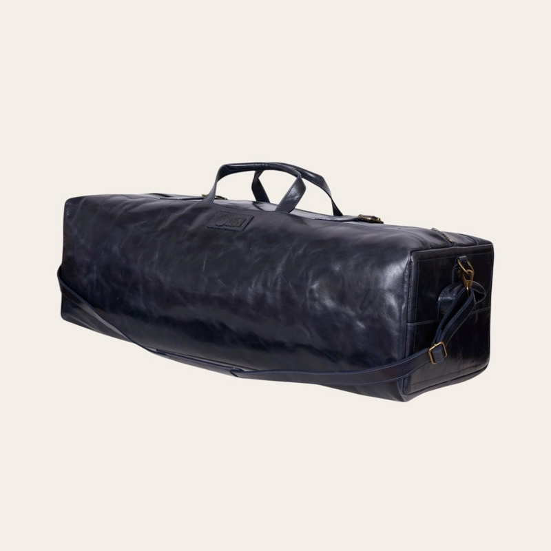 BOLSO DE VIAJE VERTICAL CUERO NATURAL YELCHO OLKI - AZUL - 1