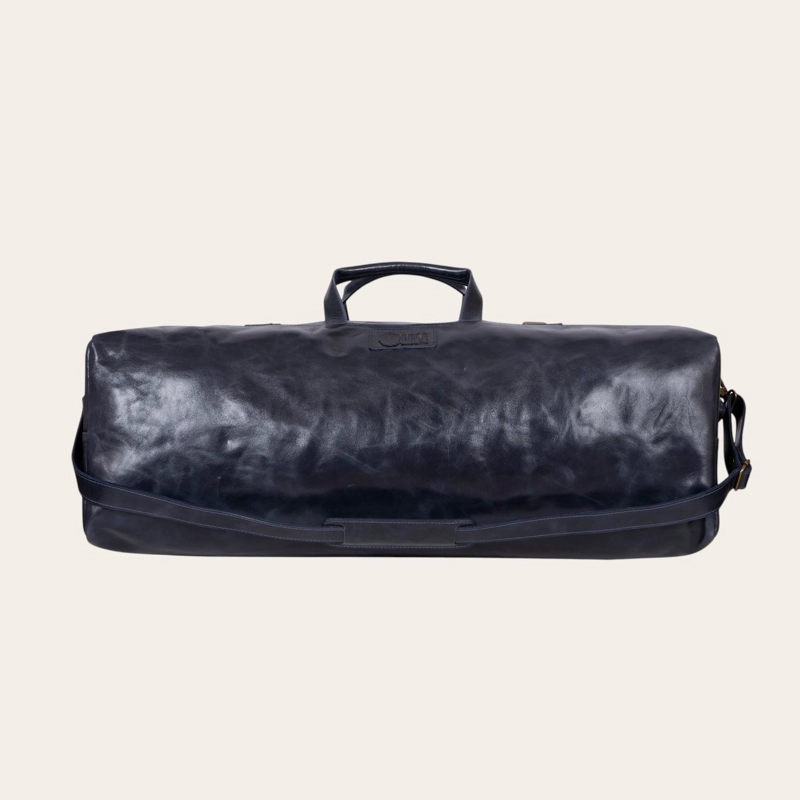 BOLSO DE VIAJE VERTICAL CUERO NATURAL YELCHO OLKI - AZUL - 3