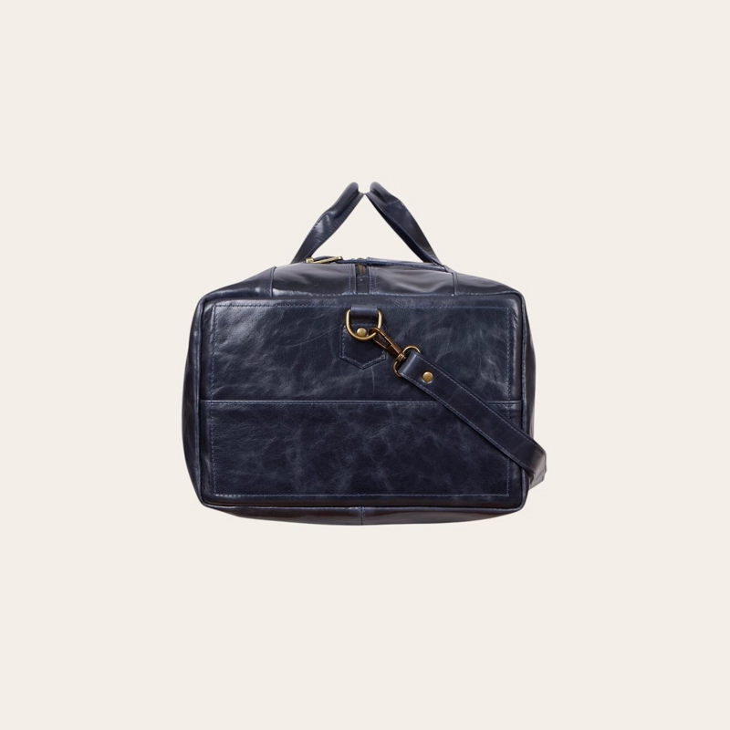 BOLSO DE VIAJE VERTICAL CUERO NATURAL YELCHO OLKI - AZUL - 4