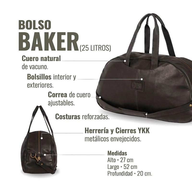 BOLSO GENUINO DE CUERO DEPORTIVO BAKER OLKI - NEGRO - 5