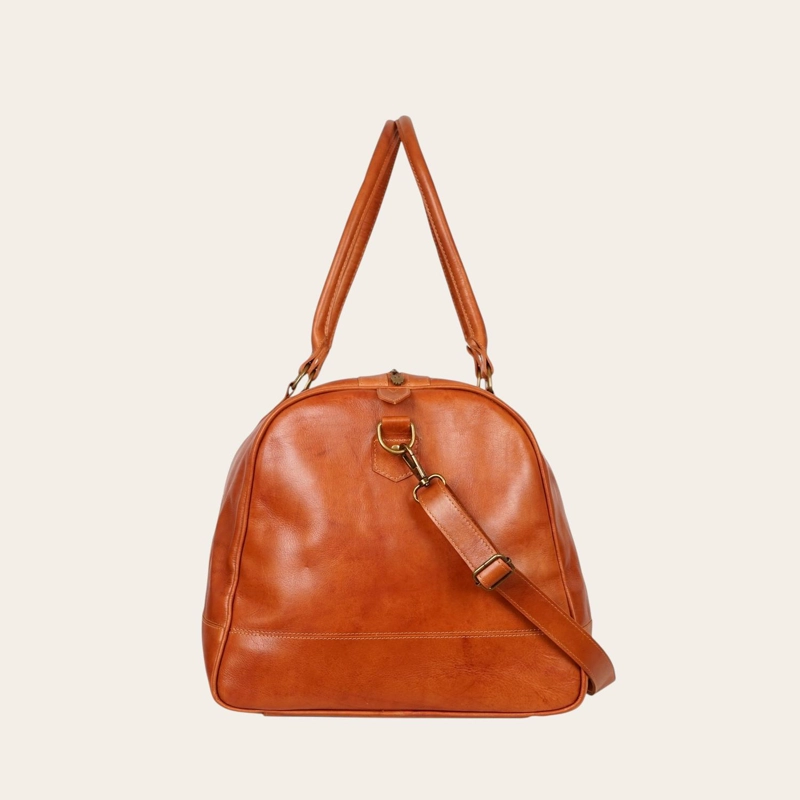 BOLSO DE VIAJE EN CUERO NATURAL FUTALEUFU OLKI - CURRY - 4
