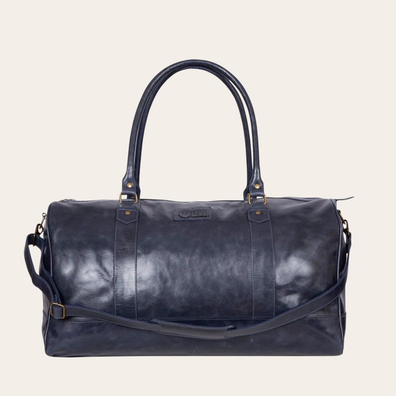 BOLSO DE VIAJE EN CUERO NATURAL FUTALEUFU OLKI - AZUL - 3