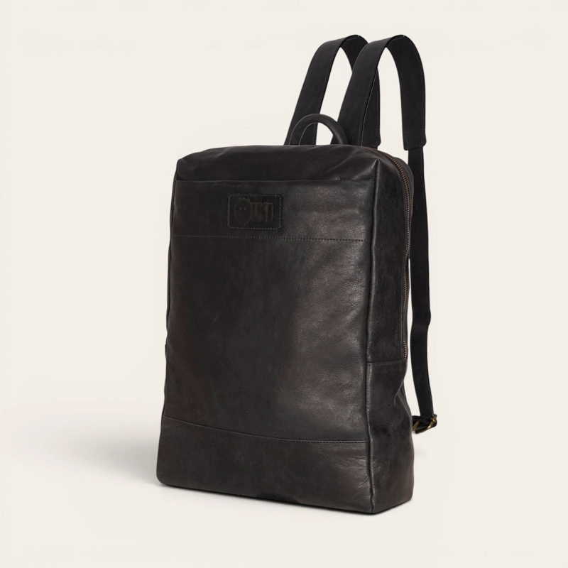 MOCHILA CLASICA DE CUERO NATURAL IMPERIAL OLKI - NEGRO - 1