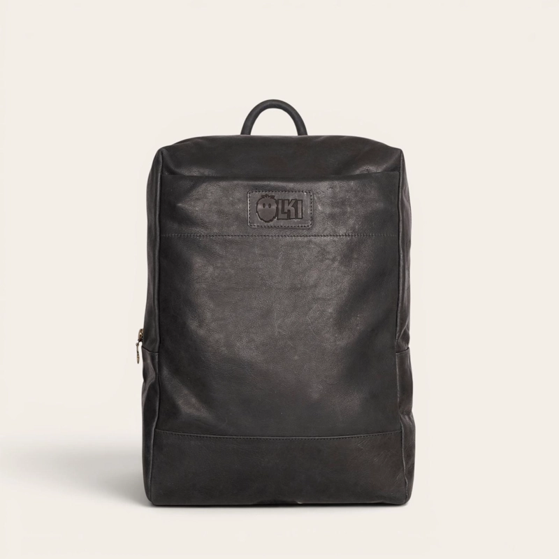 MOCHILA CLASICA DE CUERO NATURAL IMPERIAL OLKI - NEGRO - 3