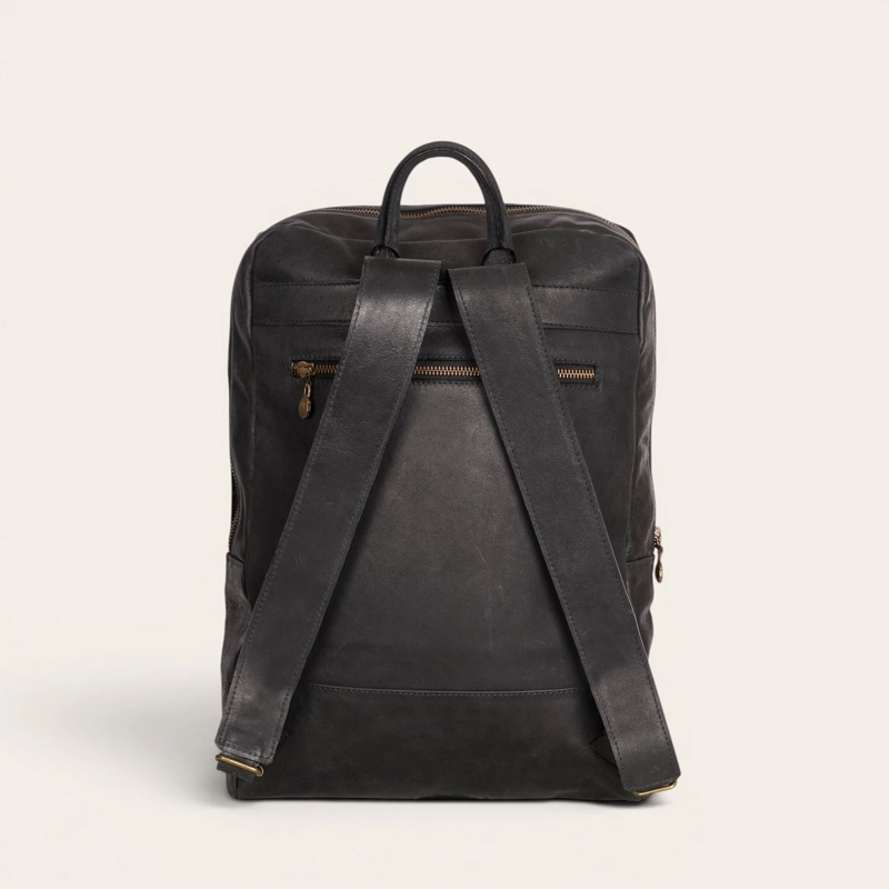 MOCHILA CLASICA DE CUERO NATURAL IMPERIAL OLKI - NEGRO - 4