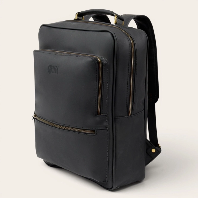 MOCHILA DE CUERO NATURAL PALENA OLKI -NEGRO GRASO - 1