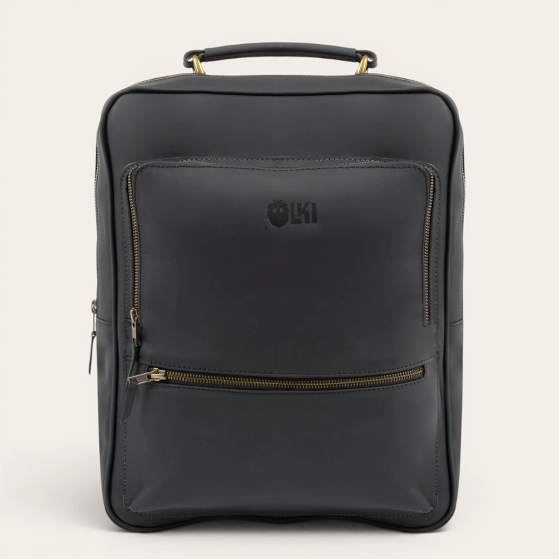 MOCHILA DE CUERO NATURAL PALENA OLKI -NEGRO GRASO - 3