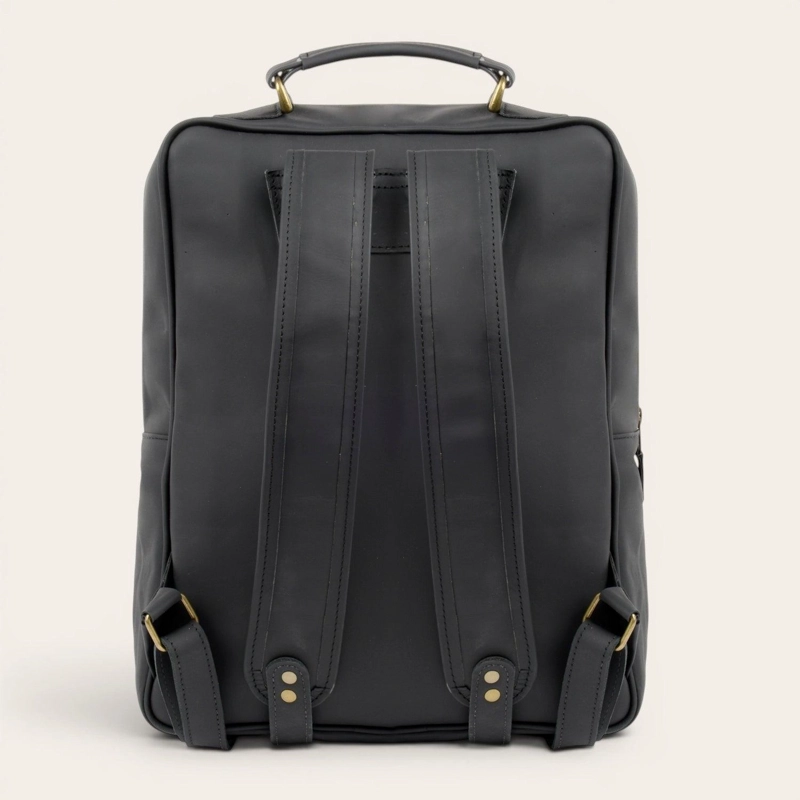 MOCHILA DE CUERO NATURAL PALENA OLKI -NEGRO GRASO - 4