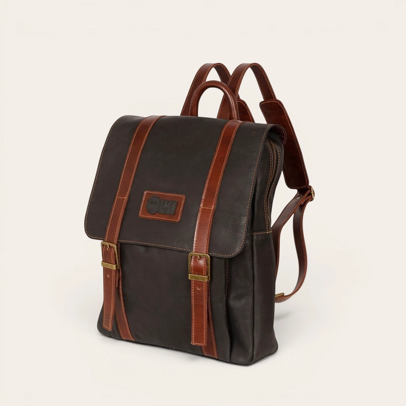 MOCHILA UNISEX DE CUERO NATURAL TRANCURA OLKI - NEGRO - 1