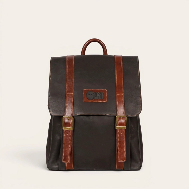 MOCHILA UNISEX DE CUERO NATURAL TRANCURA OLKI - NEGRO - 3