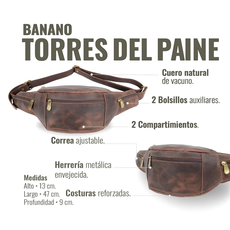 BANANO DE CUERO NATURAL TORRES DEL PAINE OLKI - CAFE  OSCURO - 5