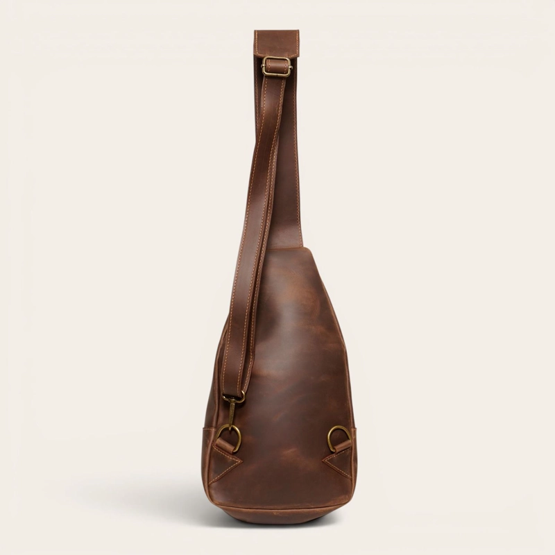BANDOLERA SLING BAG DE CUERO NATURAL CUNCO OLKI - CAFE  OSCURO - 3