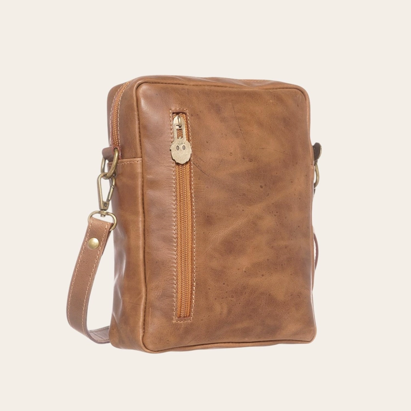 BANDOLERA DE CUERO NATURAL CAUTIN OLKI - CAFE - 4