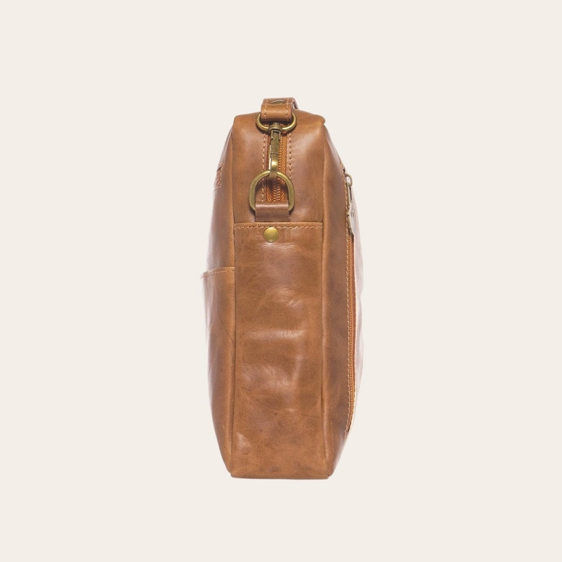 BANDOLERA DE CUERO NATURAL CAUTIN OLKI - CAFE - 5