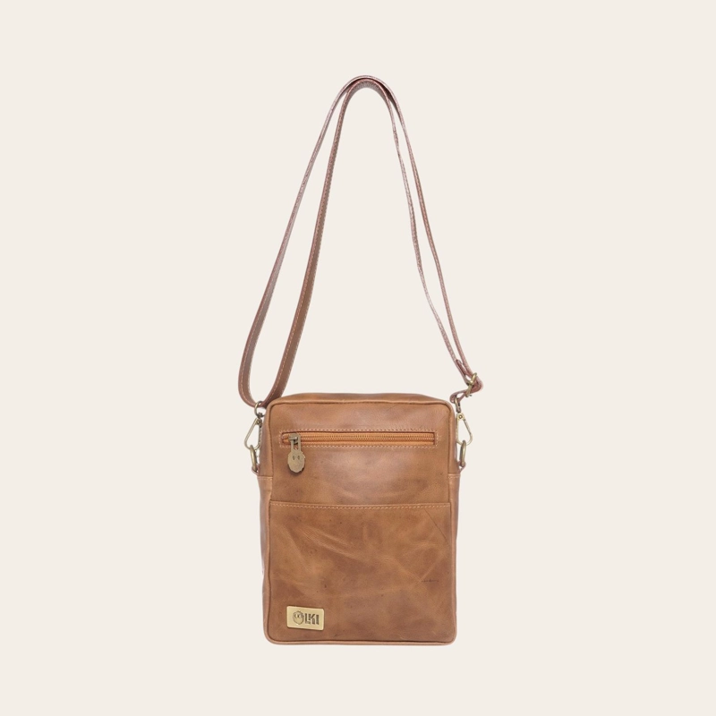 BANDOLERA DE CUERO NATURAL CAUTIN OLKI - CAFE - 6