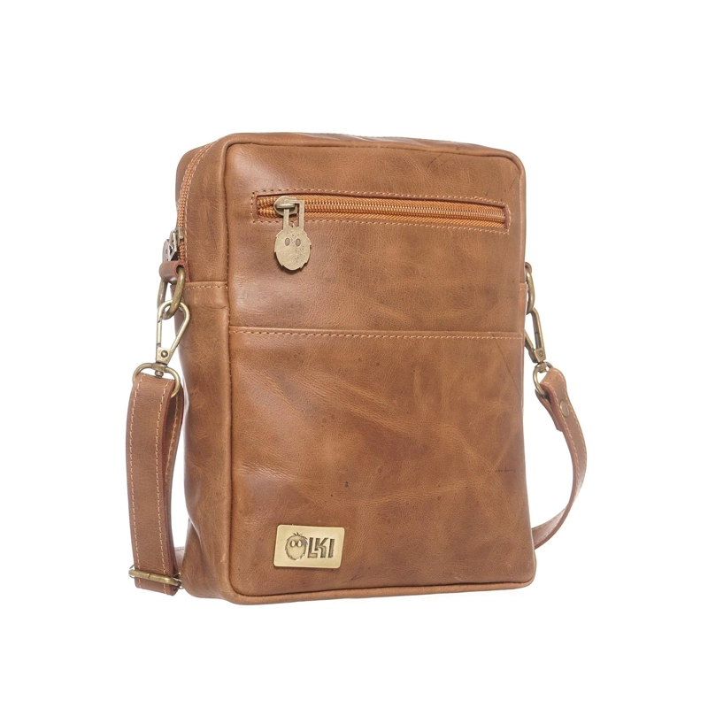 BANDOLERA DE CUERO NATURAL CAUTIN OLKI - CAFE - 8
