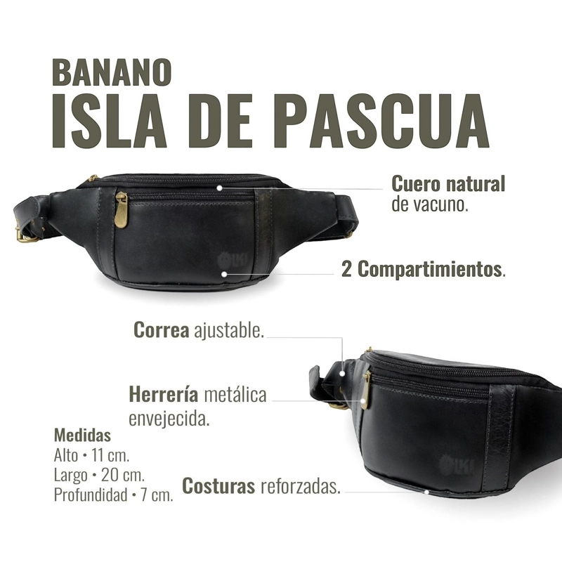 BANANO DE CUERO UNISEX ISLA DE PASCUA OLKI - NEGRO - 5