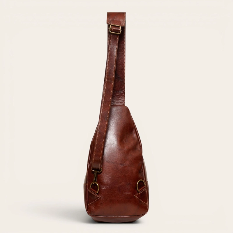 BANDOLERA SLING BAG DE CUERO NATURAL CUNCO OLKI - CASTAÑO - 3