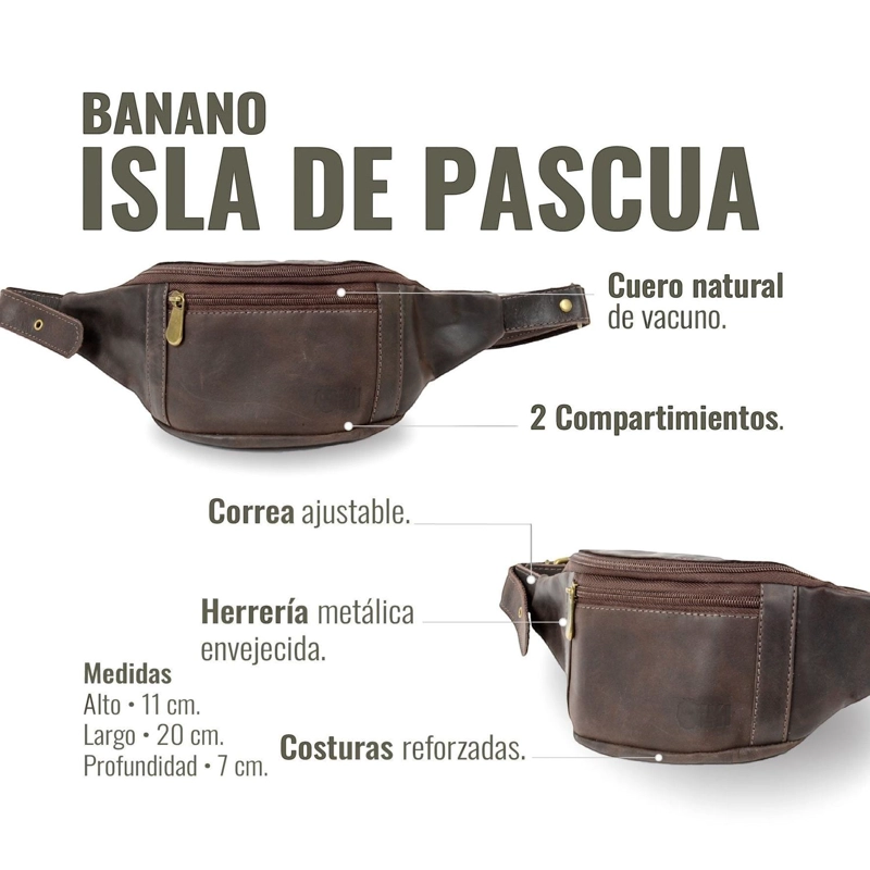 BANANO DE CUERO UNISEX ISLA DE PASCUA OLKI - CAFE  OSCURO - 5