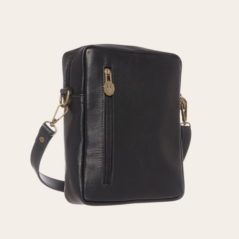BANDOLERA DE CUERO NATURAL CAUTIN OLKI - NEGRO - 4