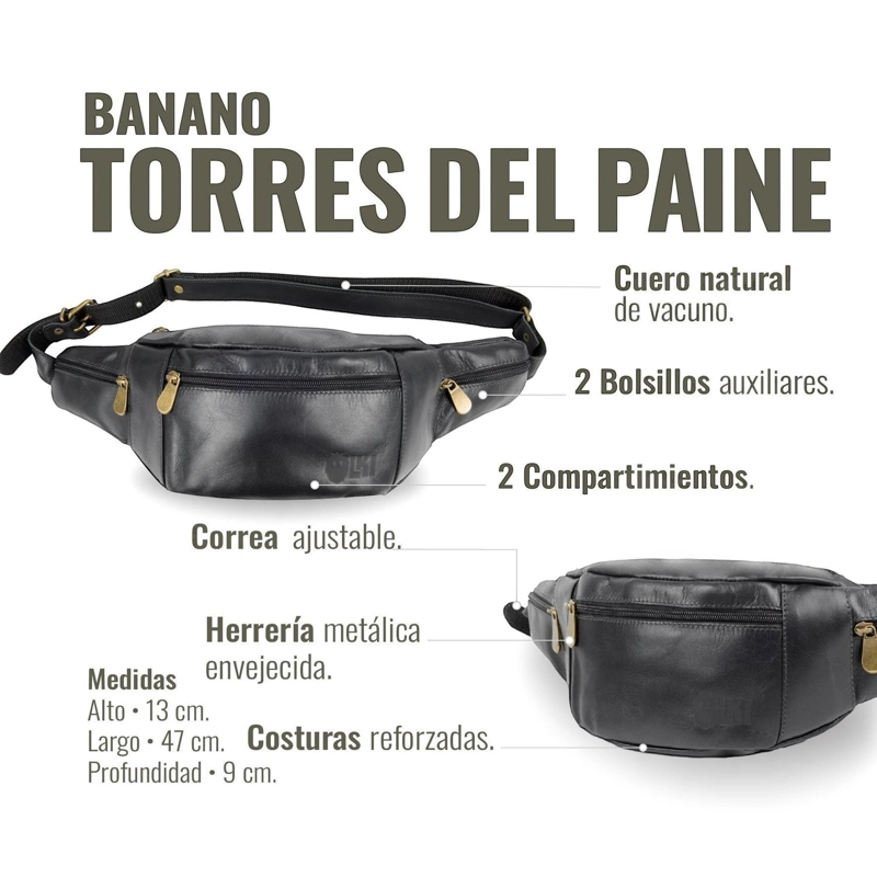 BANANO DE CUERO NATURAL TORRES DEL PAINE OLKI - NEGRO - 5