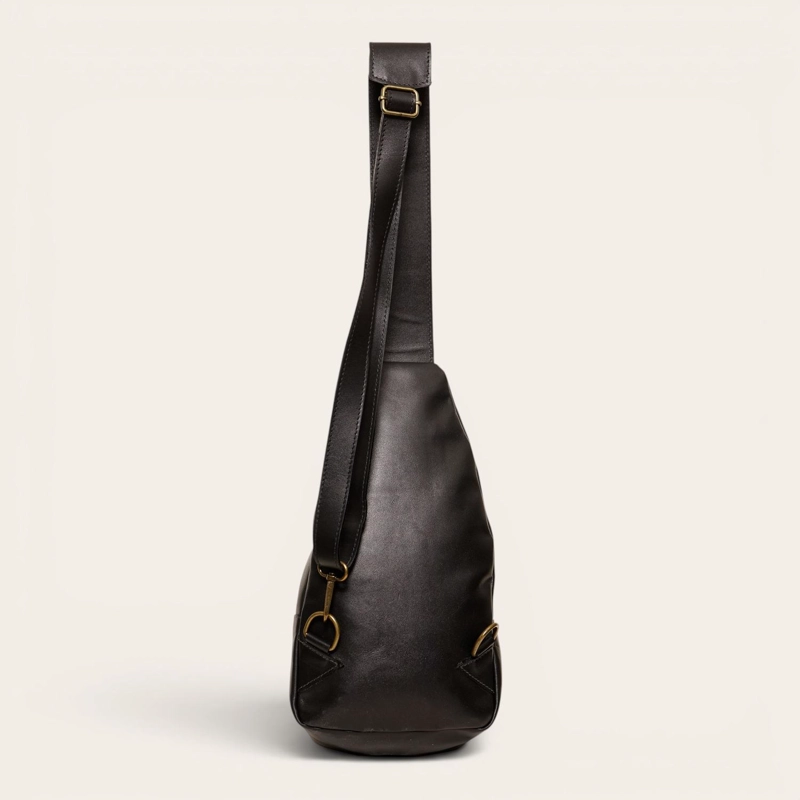 BANDOLERA SLING BAG DE CUERO NATURAL CUNCO OLKI - NEGRO - 3