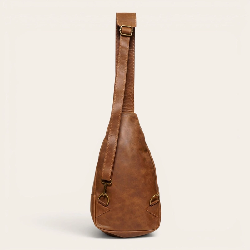 BANDOLERA SLING BAG DE CUERO NATURAL CUNCO OLKI - CAFE - 3