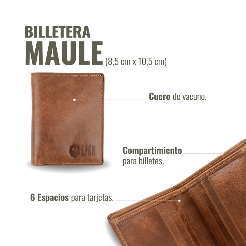 BILLETERA DE CUERO SLIMWALLET OLKI MAULE - CAFE - 6