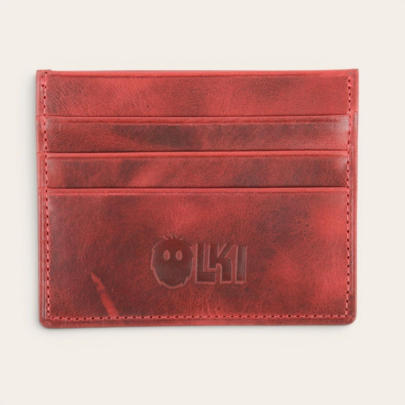BILLETERA TARJETERO DE CUERO OLKI RAPEL - ROJO - 1
