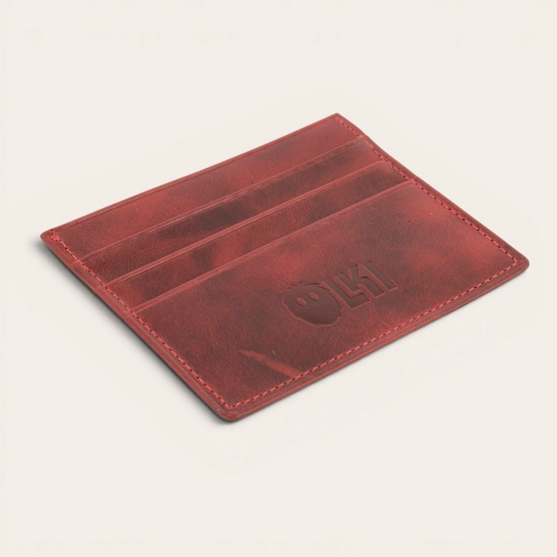 BILLETERA TARJETERO DE CUERO OLKI RAPEL - ROJO - 2