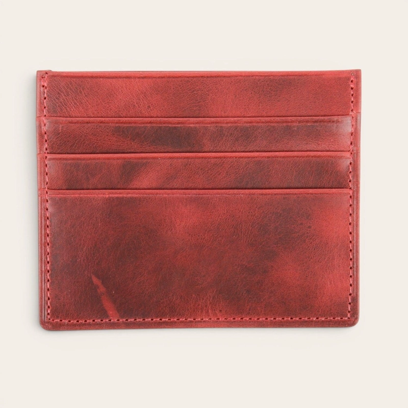 BILLETERA TARJETERO DE CUERO OLKI RAPEL - ROJO - 3